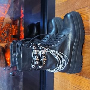 ZARA womens laced leather ankle boots